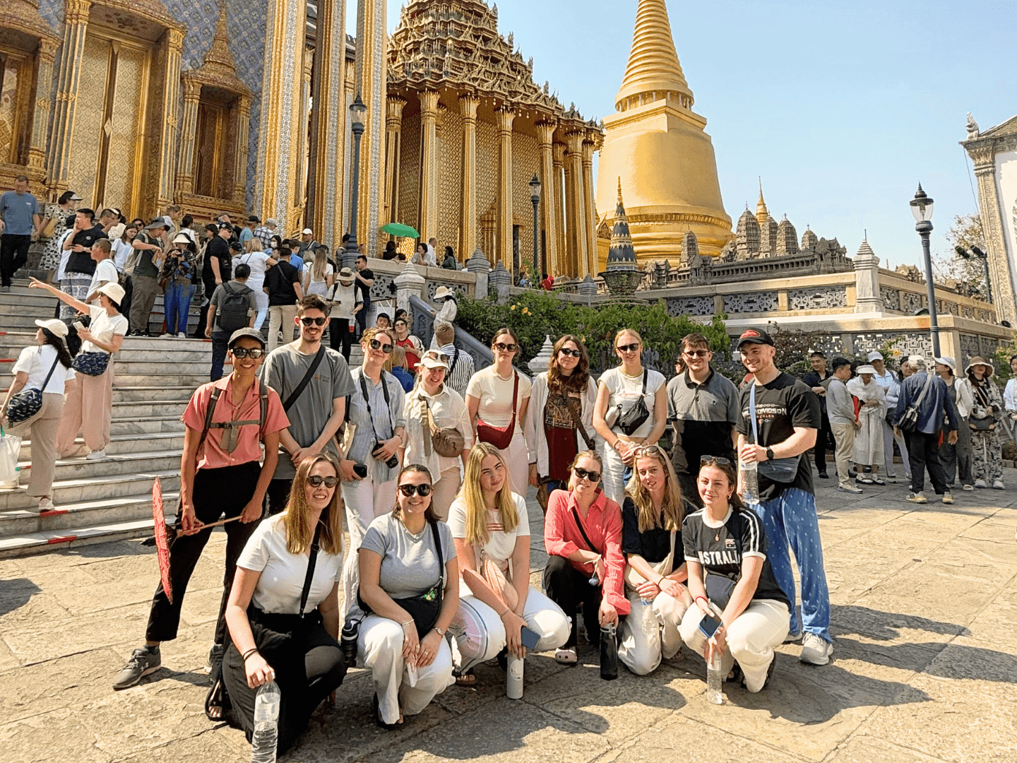 Group travellers in Bangkok Thailand near Temple