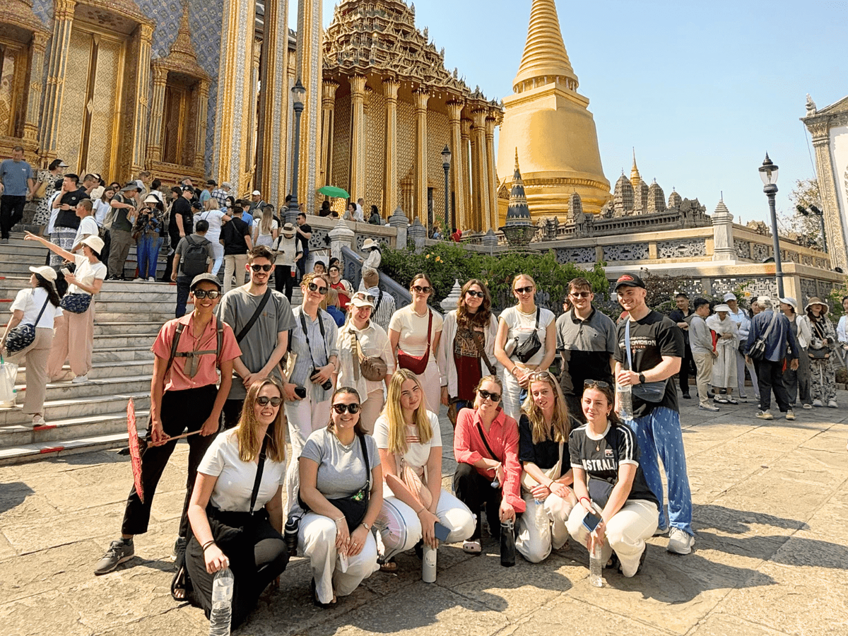 Group travellers in Bangkok Thailand near Temple