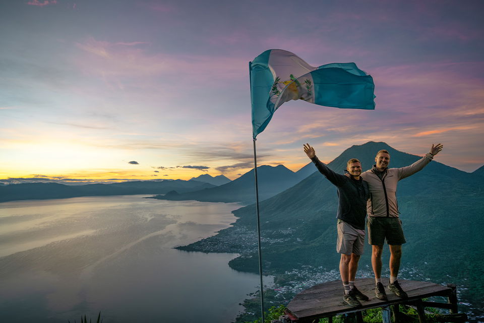 group travellers on sunrise trek in guatemala