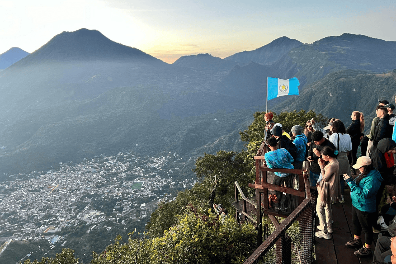 View of sunrise in Guatemala on mayan hike