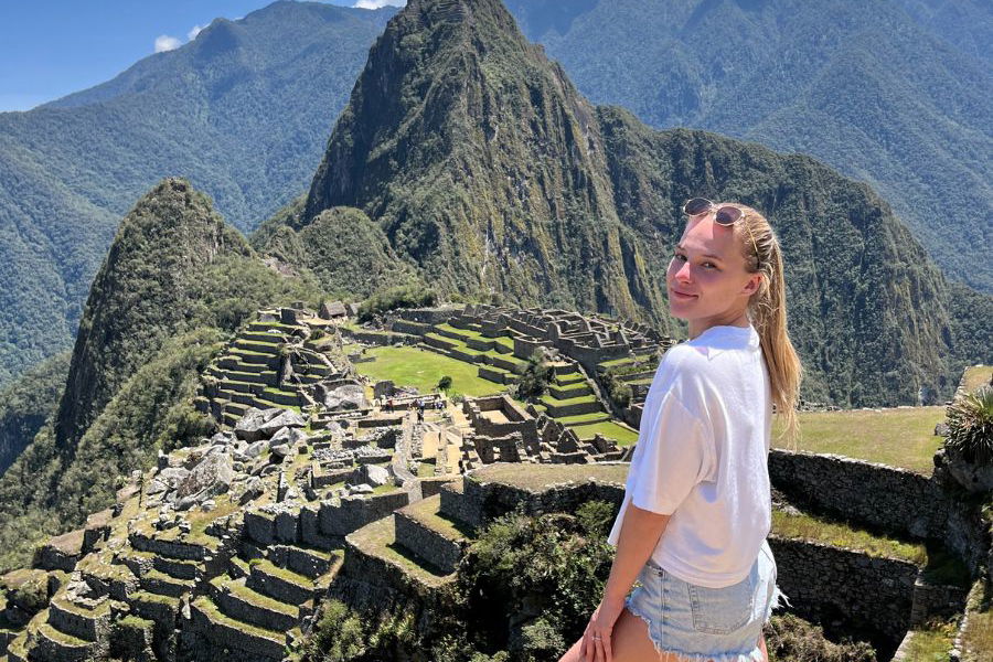 Traveller at Machu Picchu in Peru