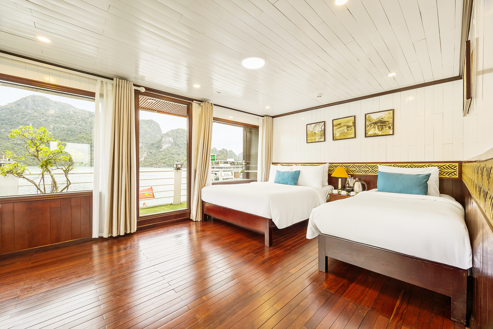 Rooms on the boat at Ha Long Bay, Vietnam