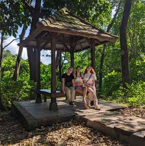 Travellers in Ubud monkey forest
