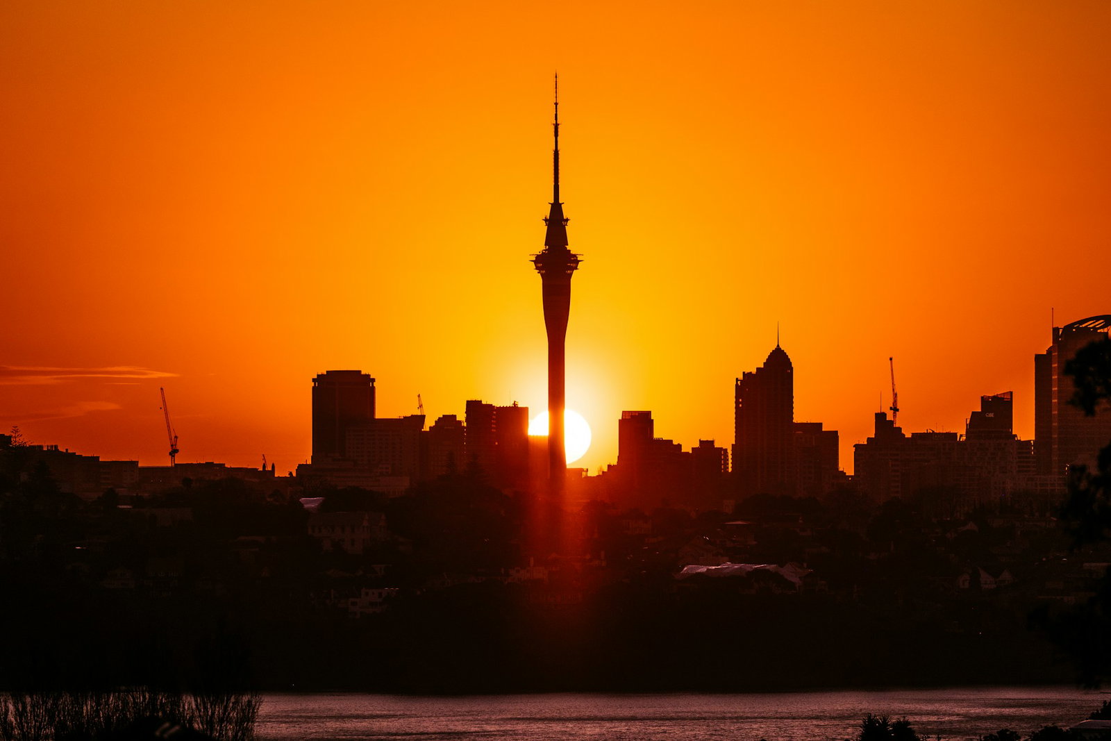 Sunset over Auckland skyline