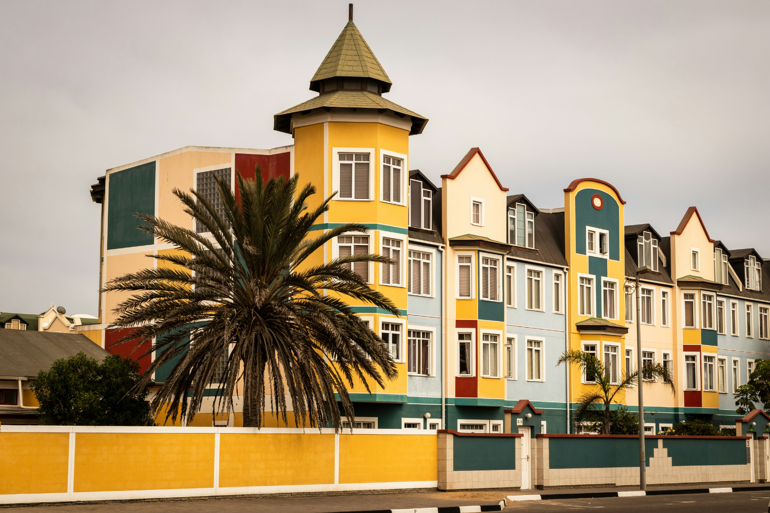 Colourful houses in the coastal city of Swakopmund in Namibia