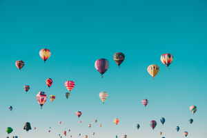 Hot air balloons in the sky in the USA