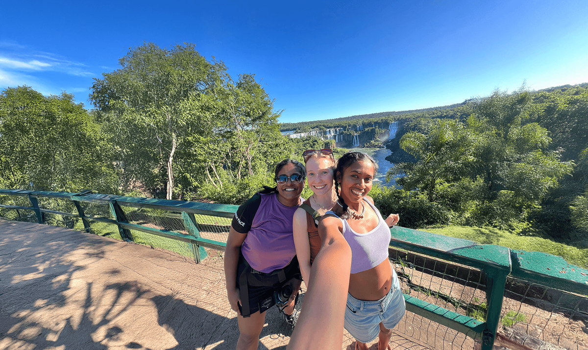 Group travellers at Iguazu Falls in Argentina