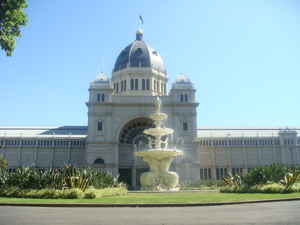 A building with a large fountain