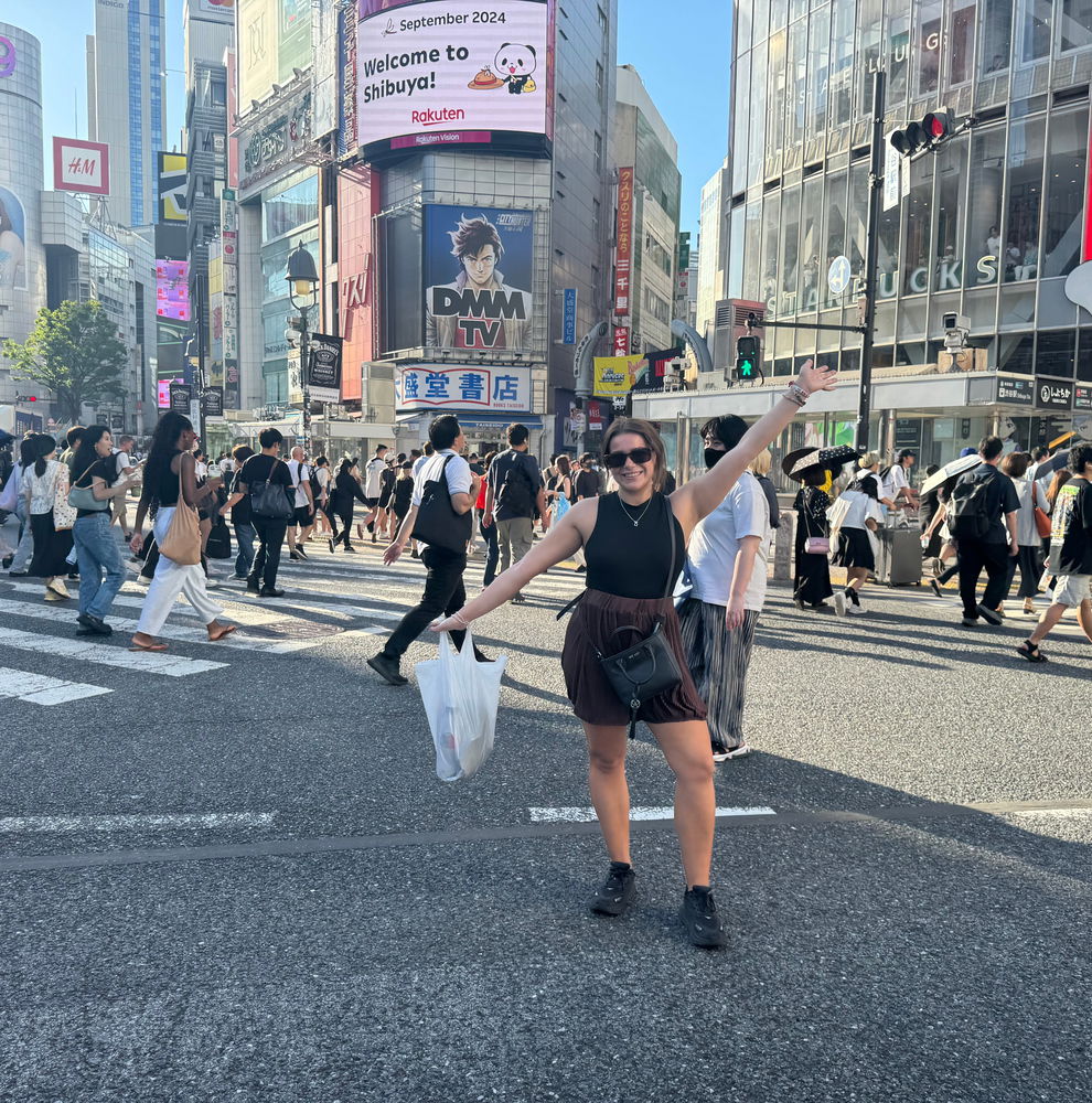 Beth stood on the Shibuya Scramble Crossing in Tokyo