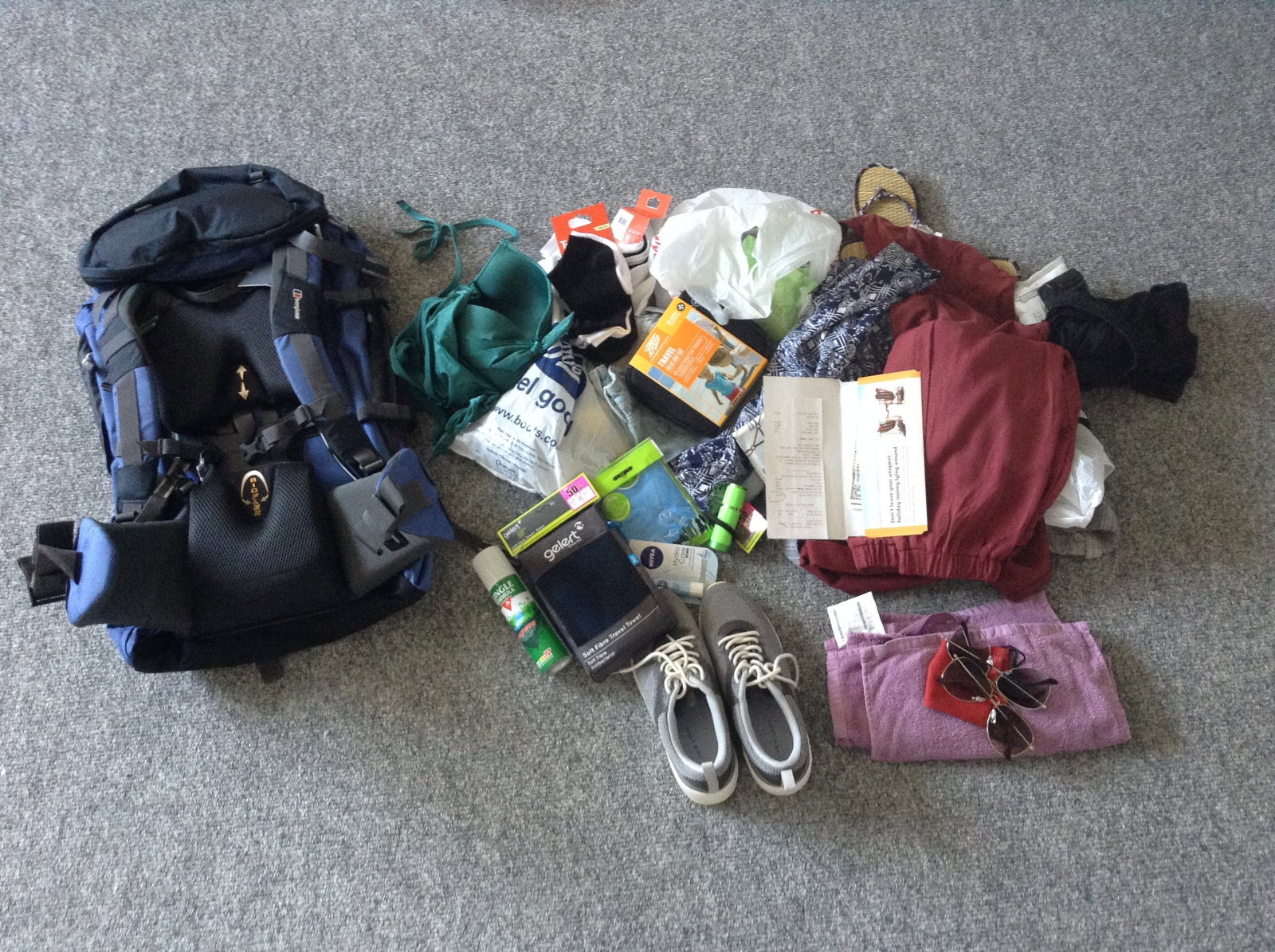 The contents of a bag emptied on the floor