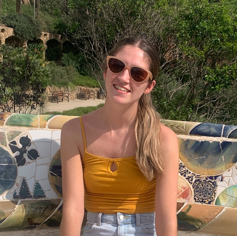 Traveller sat at Park Guell, Barcelona