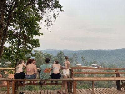 Group looking over viewpoint in Thailand
