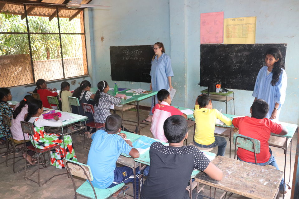 Children being taught in classroom in Sri Lanka Galle