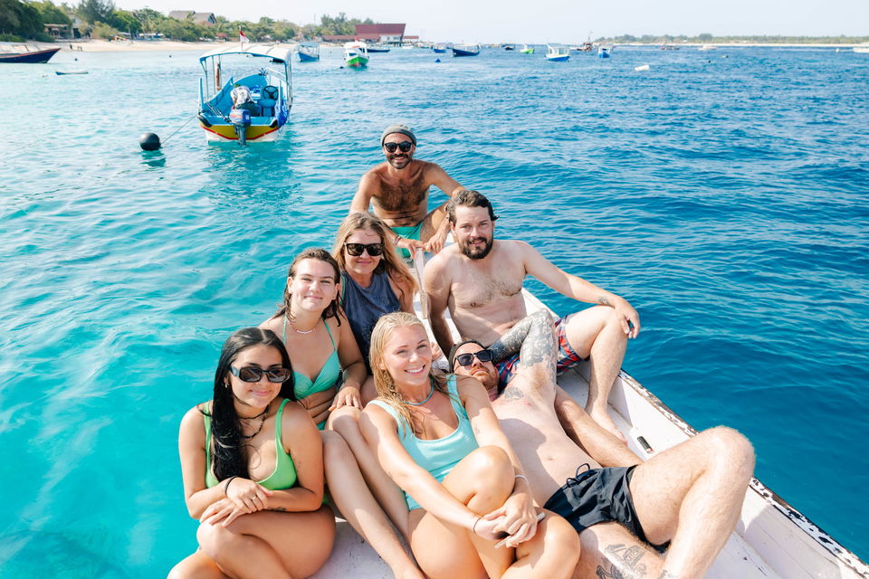 Group travellers on boat in bali