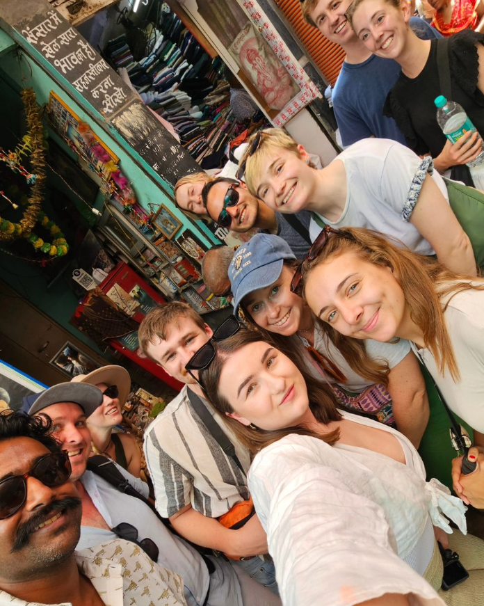 Group travellers in India at markets