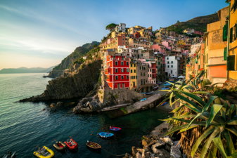 Cinque Terra Italy at sunset