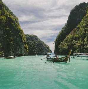 Landscape of a long tail boat in Thailand 