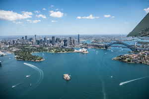 Landscape of Sydney Harbour, Sydney Opera House and Sydney Harbour Bridge in Australia 