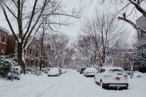 A snow covered neighbourhood in Chicago