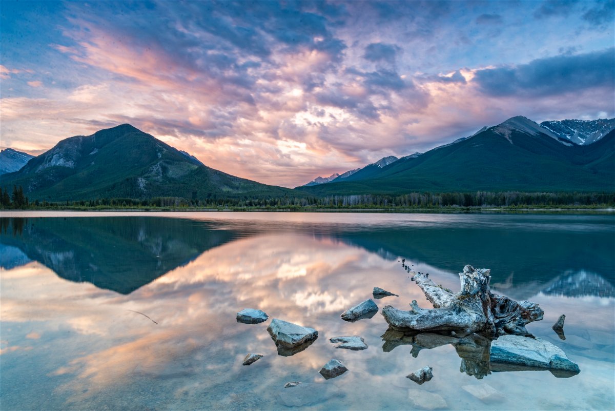 Sunset at Vermillion Lakes in Banff National Park, Canada 