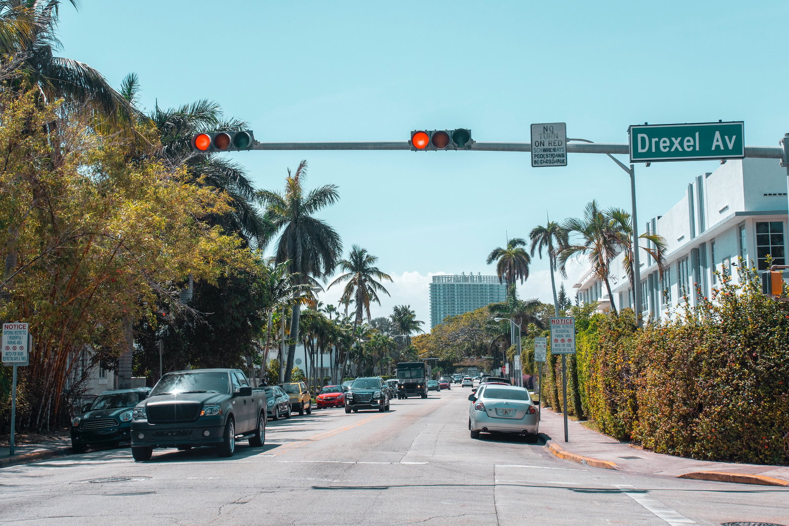 Cars driving on a road in America