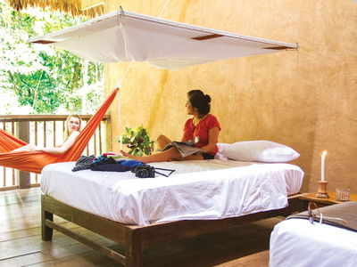 people sat in accommodation in south america