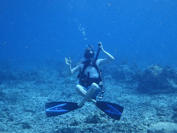 Person learning to dive