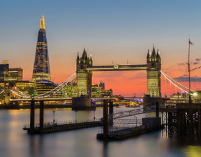 View of London Tower Bridge and the shard in UK
