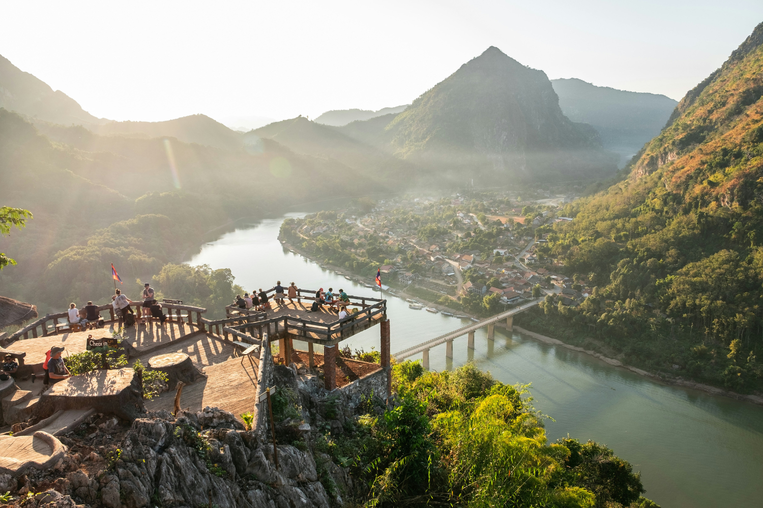 Viewpoint overlooking the mountains in Nong Khiaw, near Luang Prabang in Laos