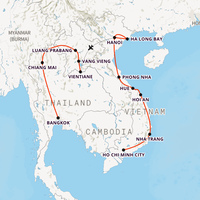 Highlights of Vietnam, Laos & Thailand Map