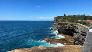 Blue ocean and cliff face at Watsons Bay, Australia