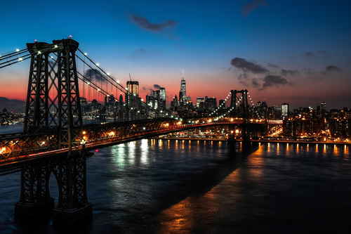 Williamsburg Bridge at night, New York City, USA