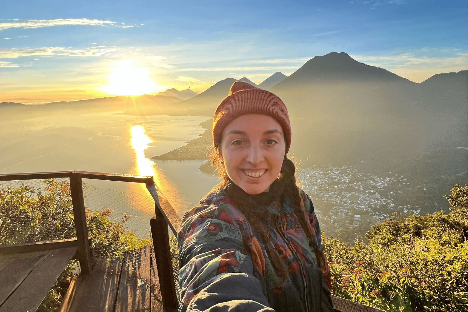 Group traveller at mayan sunrise hike in Guatemala
