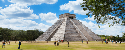 View of Chichen Itza in Mexico on sunny day