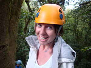 Jane in ziplining gear