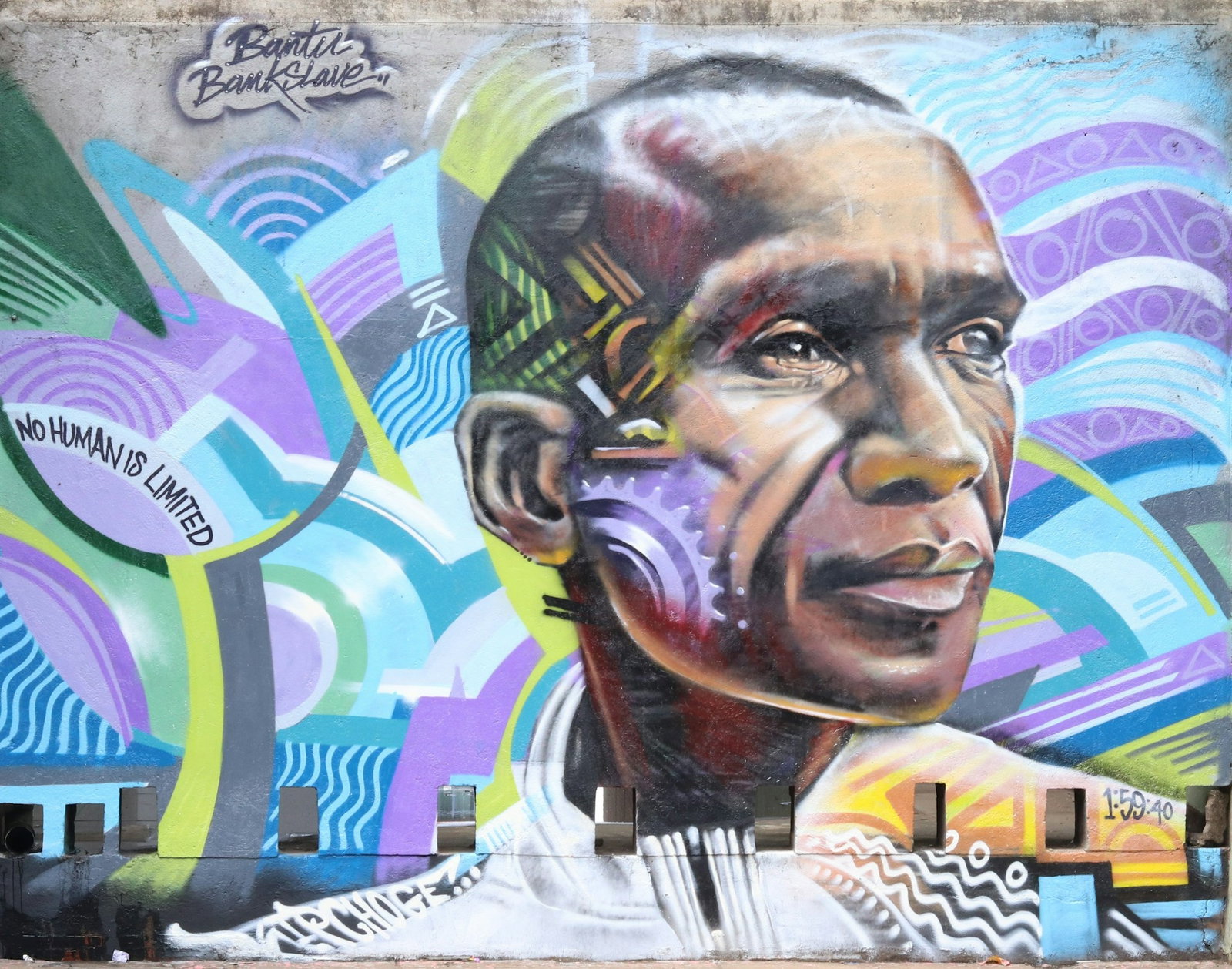 Colourful mural honouring Kenyan marathon runner Eliud Kipchoge, located in Nairobi