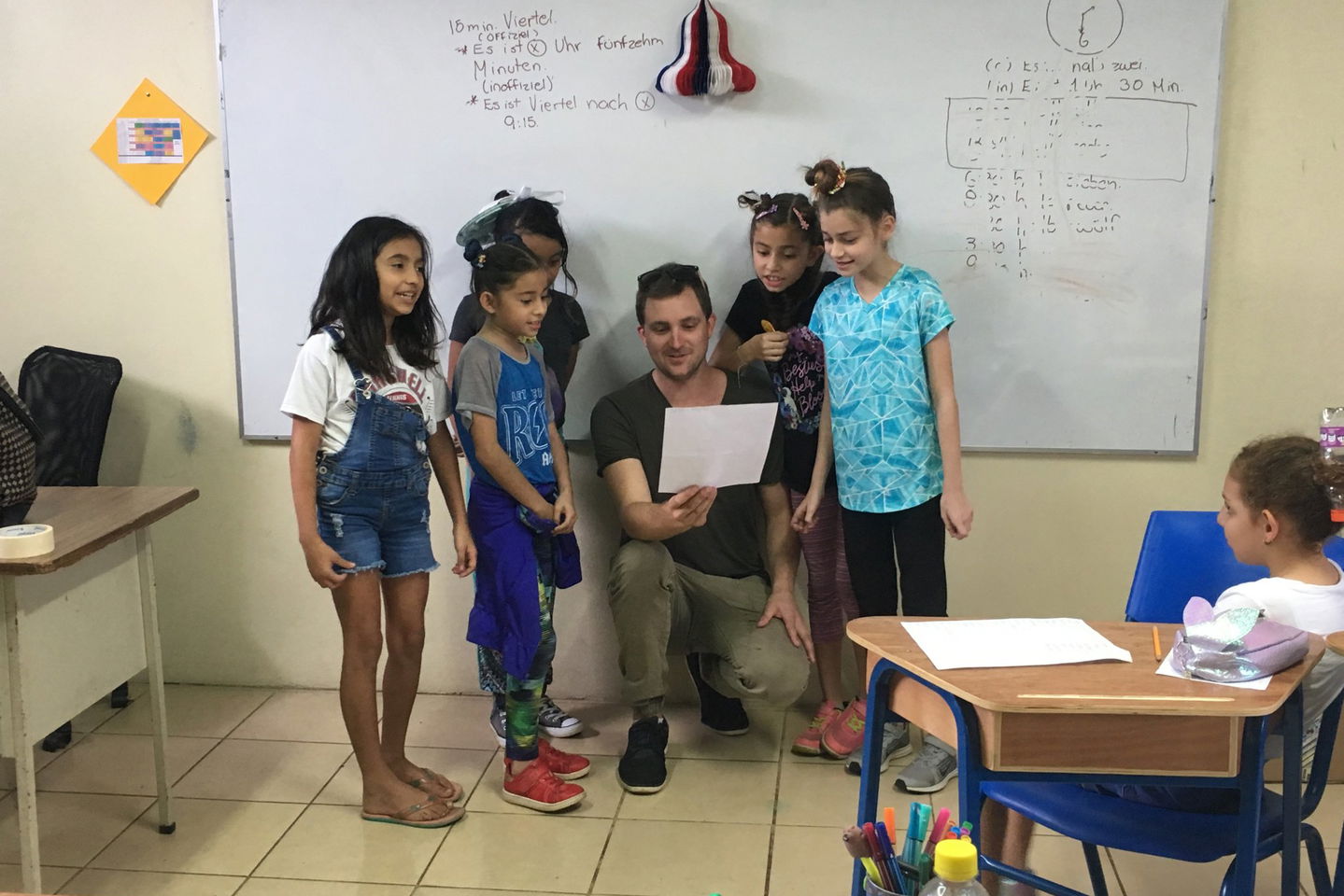 Teaching with a group of young students