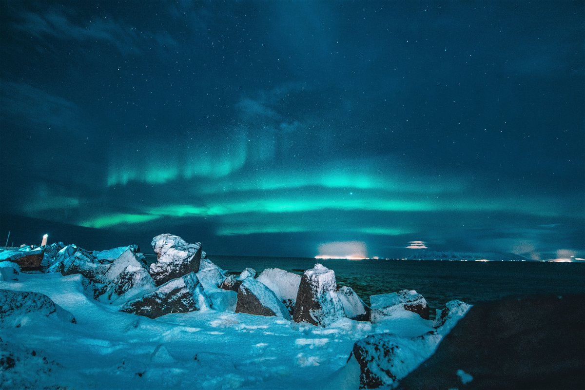 Landscape of Northern Lights in Iceland