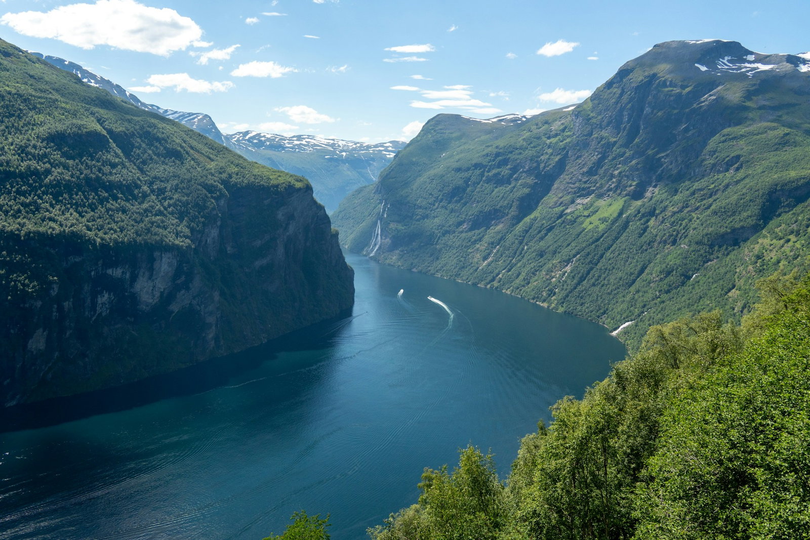 Geirangerfjord in Norway. Fjord Mountains and Lake