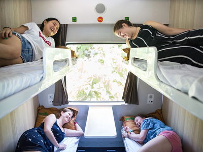 Travellers in overnight train in vietnam