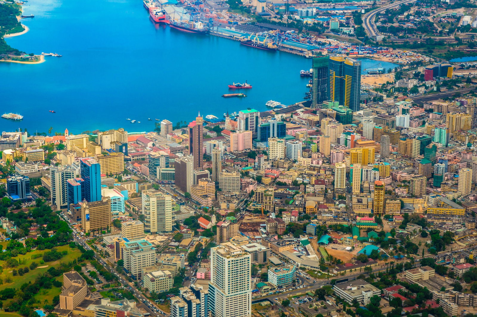 Aerial view of the city of Dar es Salaam, Tanzania