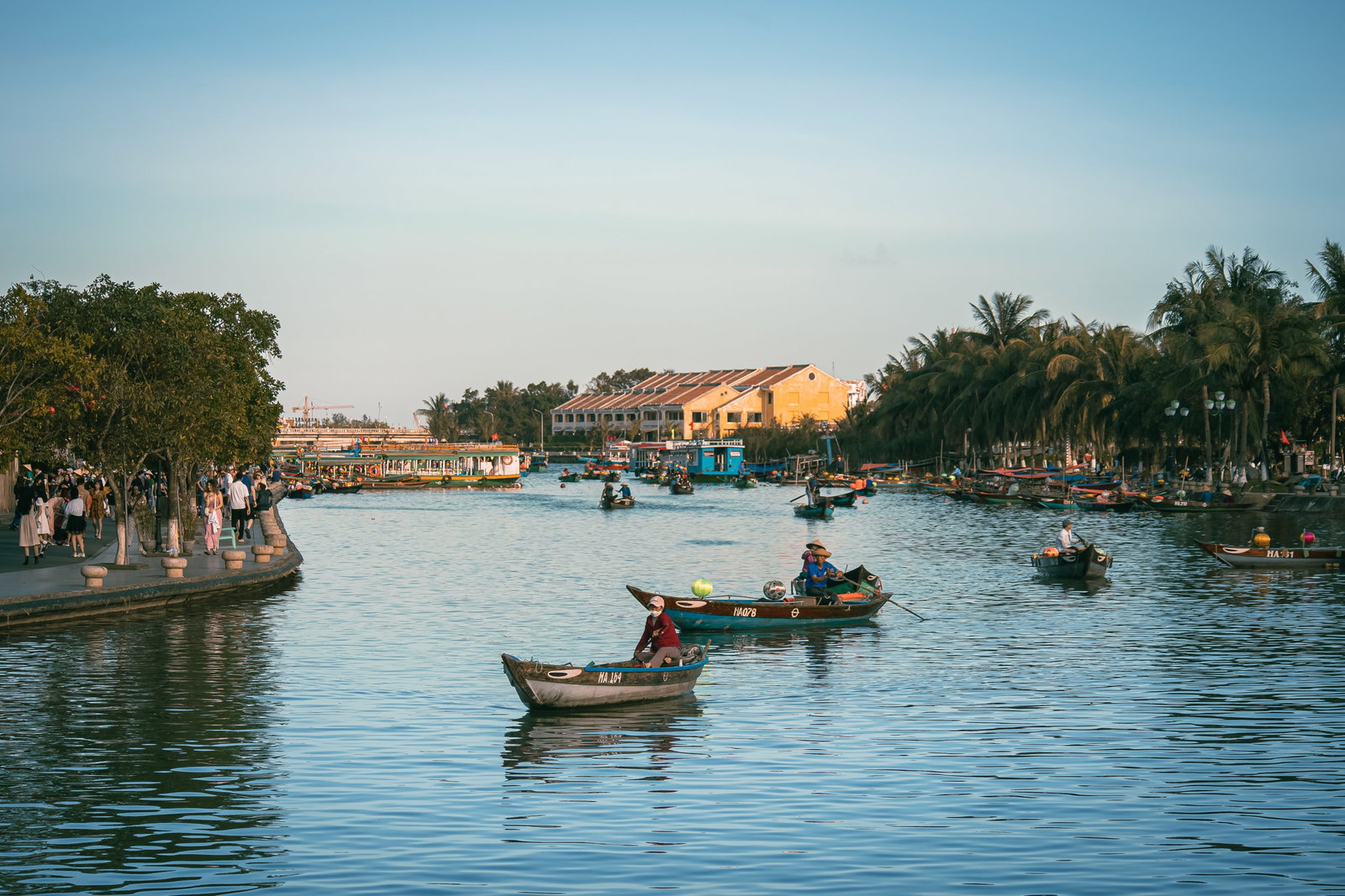 People in board on a river in Hoi An, Vietnam