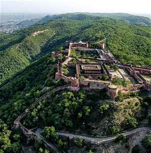 Aerial shot of Amagarh Fort, Jaipur, India 