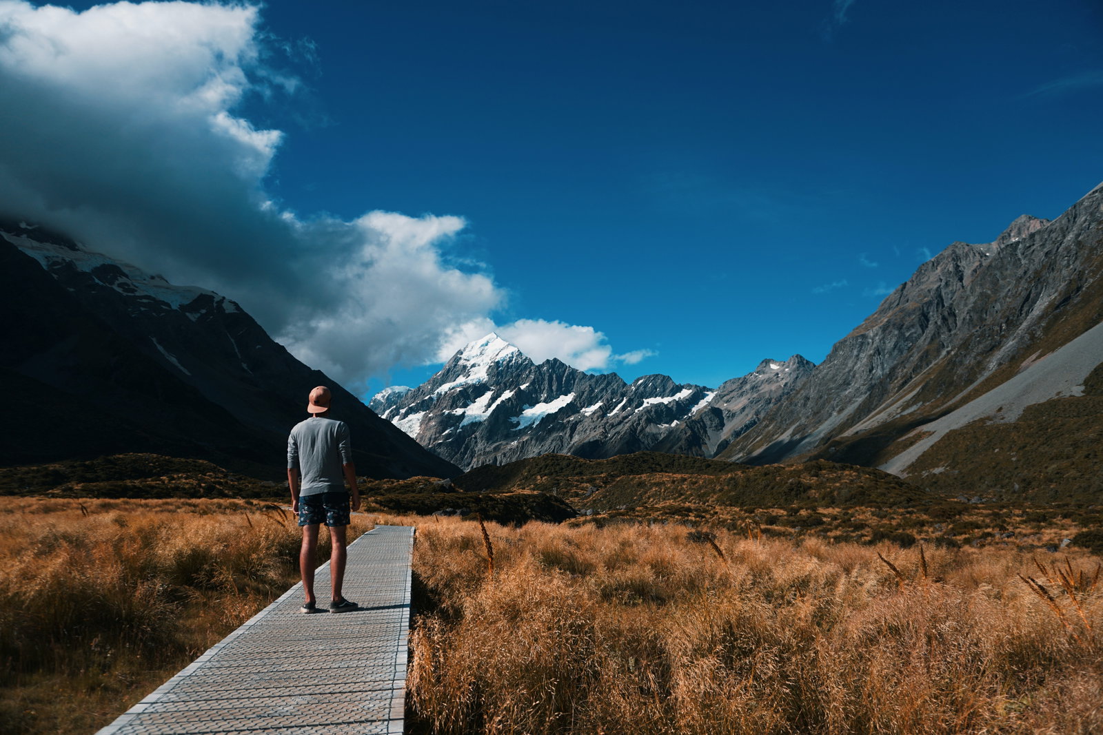 Person looking out at Mount Cook, New Zealand 
