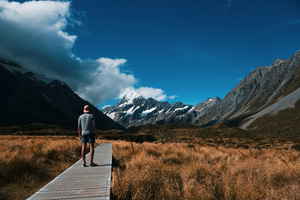 Person looking out at Mount Cook, New Zealand 