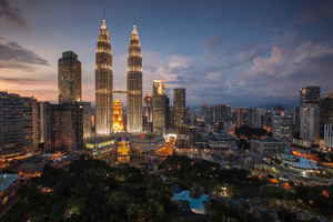 Skyline of Kuala Lumpur, Malaysia, at night 