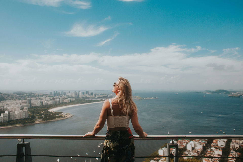 Woman looking over rio in brazil