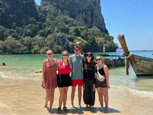 Group travellers in Asia Thailand at Railay Beach