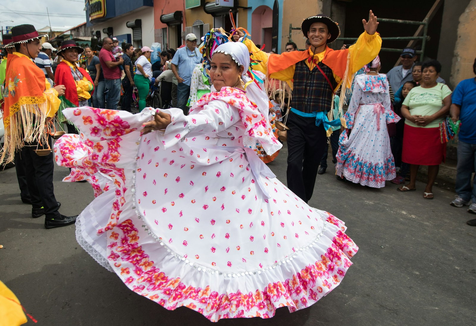 San Sebastián Nicaragua festival. woman dancing on street