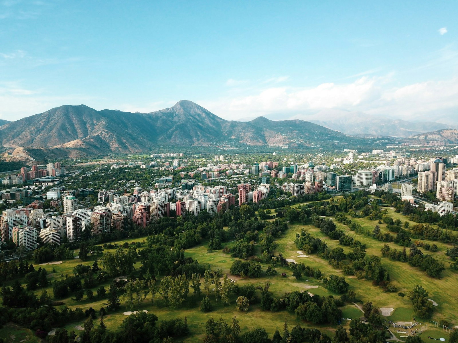 Santiago city in chile. mountains and buildings